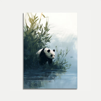 Serene Panda Riverside Poster