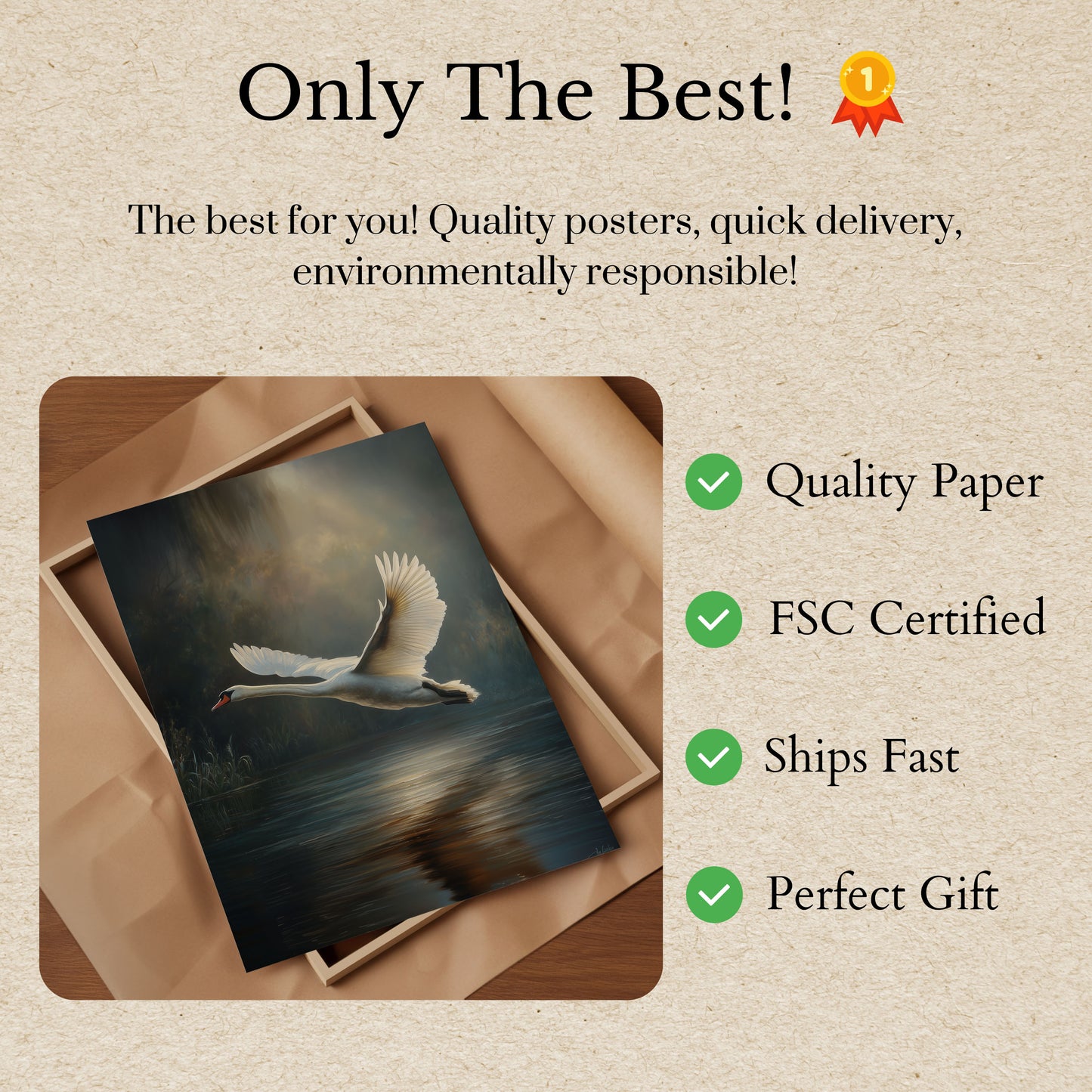 Affiche Cygne en vol