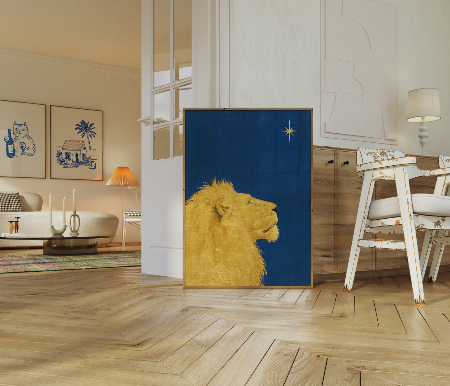 Poster Lion d'Or Contemplant l'Étoile