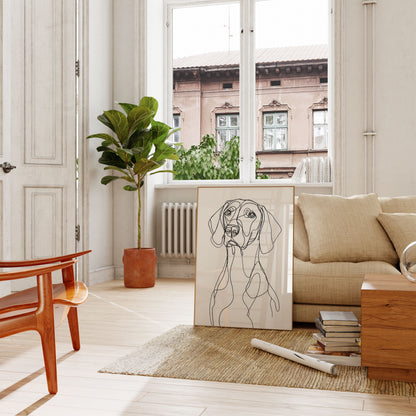 Elegante póster de perro con arte lineal