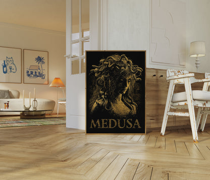 Medusa Mythological Gold Poster