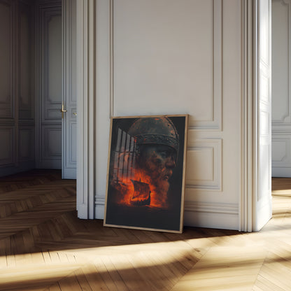 Vikingkrijger Vlammen Poster