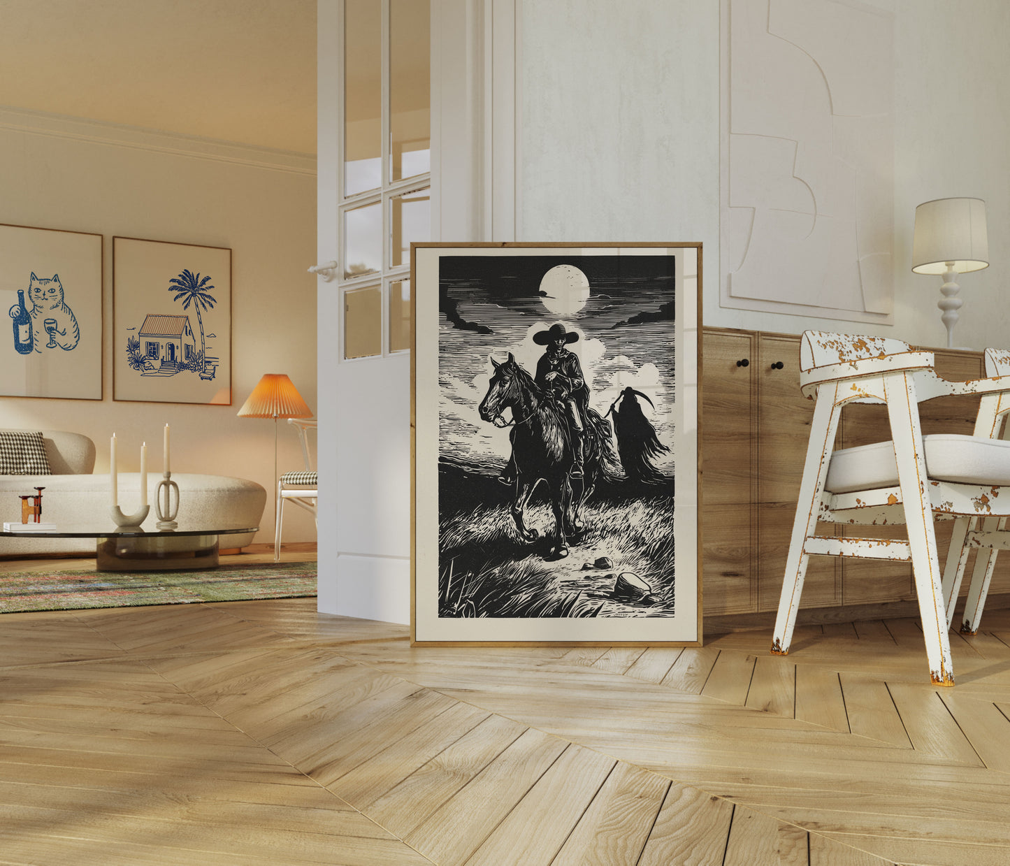 Månebelyst Cowboy-rytter Plakat
