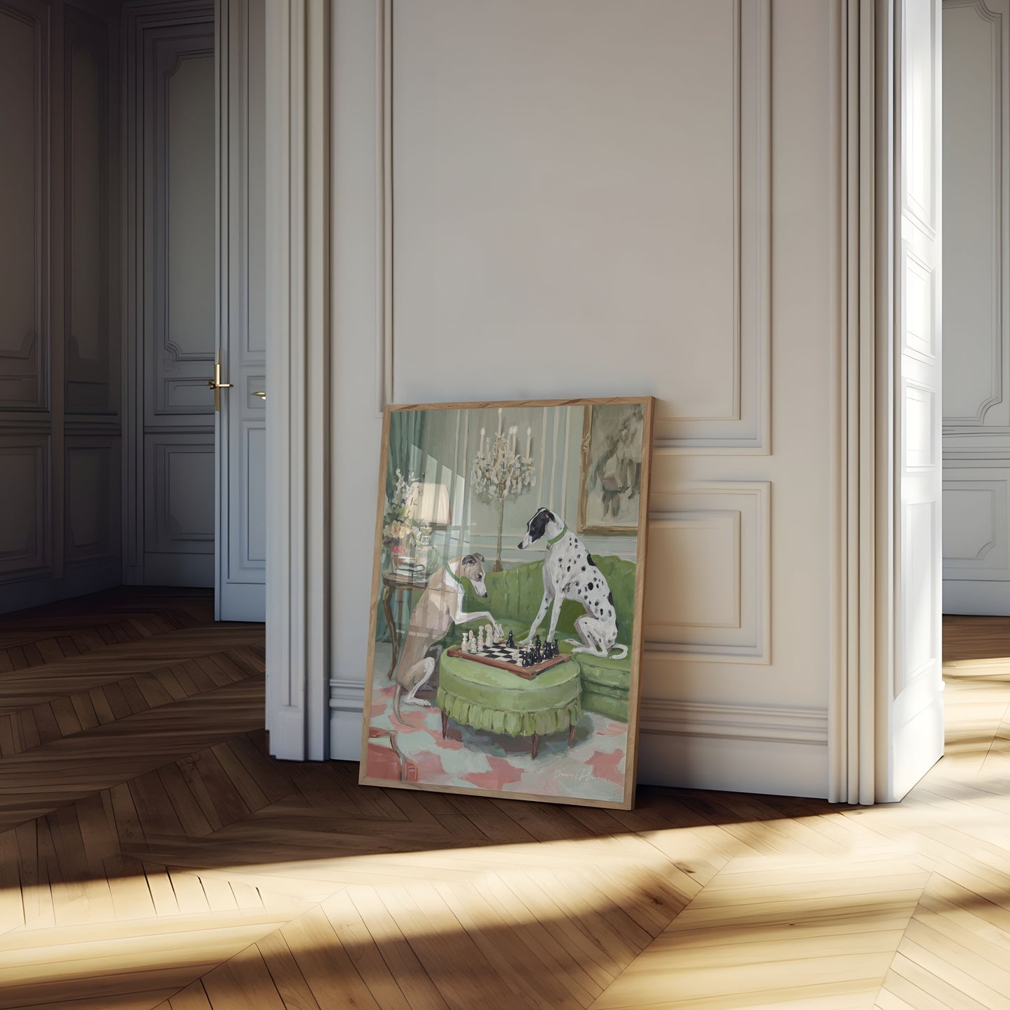 Elegante Hunde Schach spielendes Poster