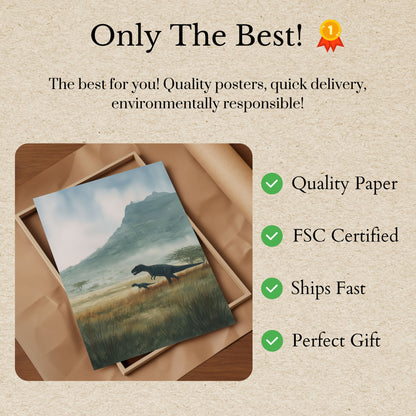 Póster de dinosaurios de praderas prehistóricas