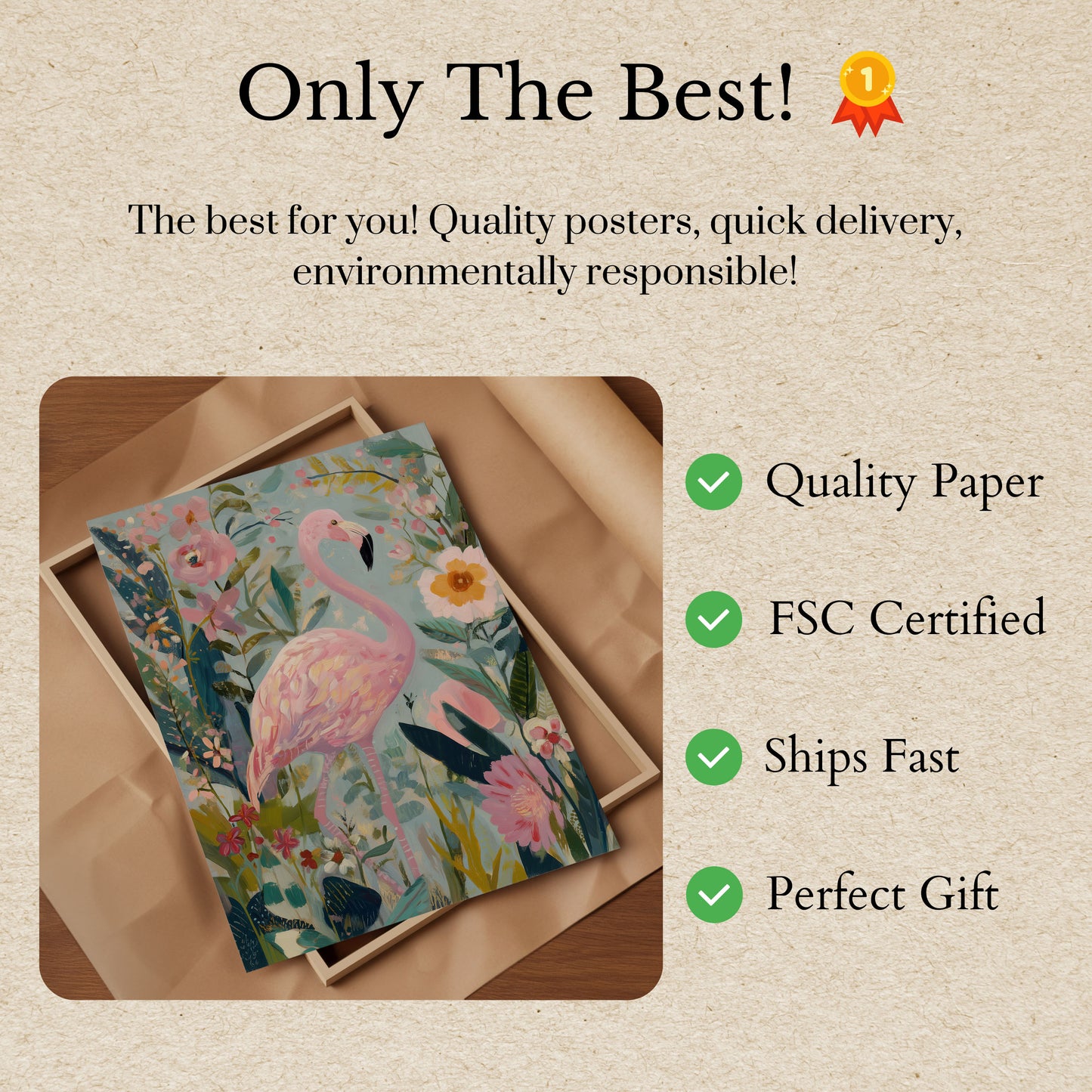 Pink Flamingo Garden Poster