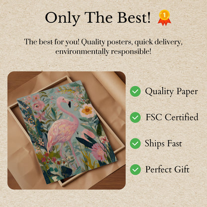 Pink Flamingo Garden Poster