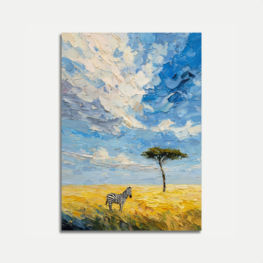 Lone Zebra African Savanna Poster