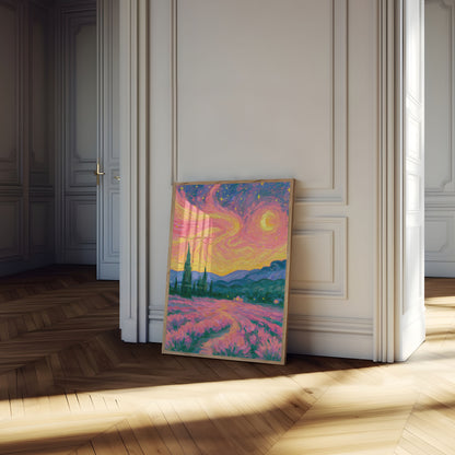 Starry Night Lavender Field Poster