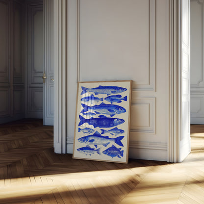 Póster de variedades de pescado azul