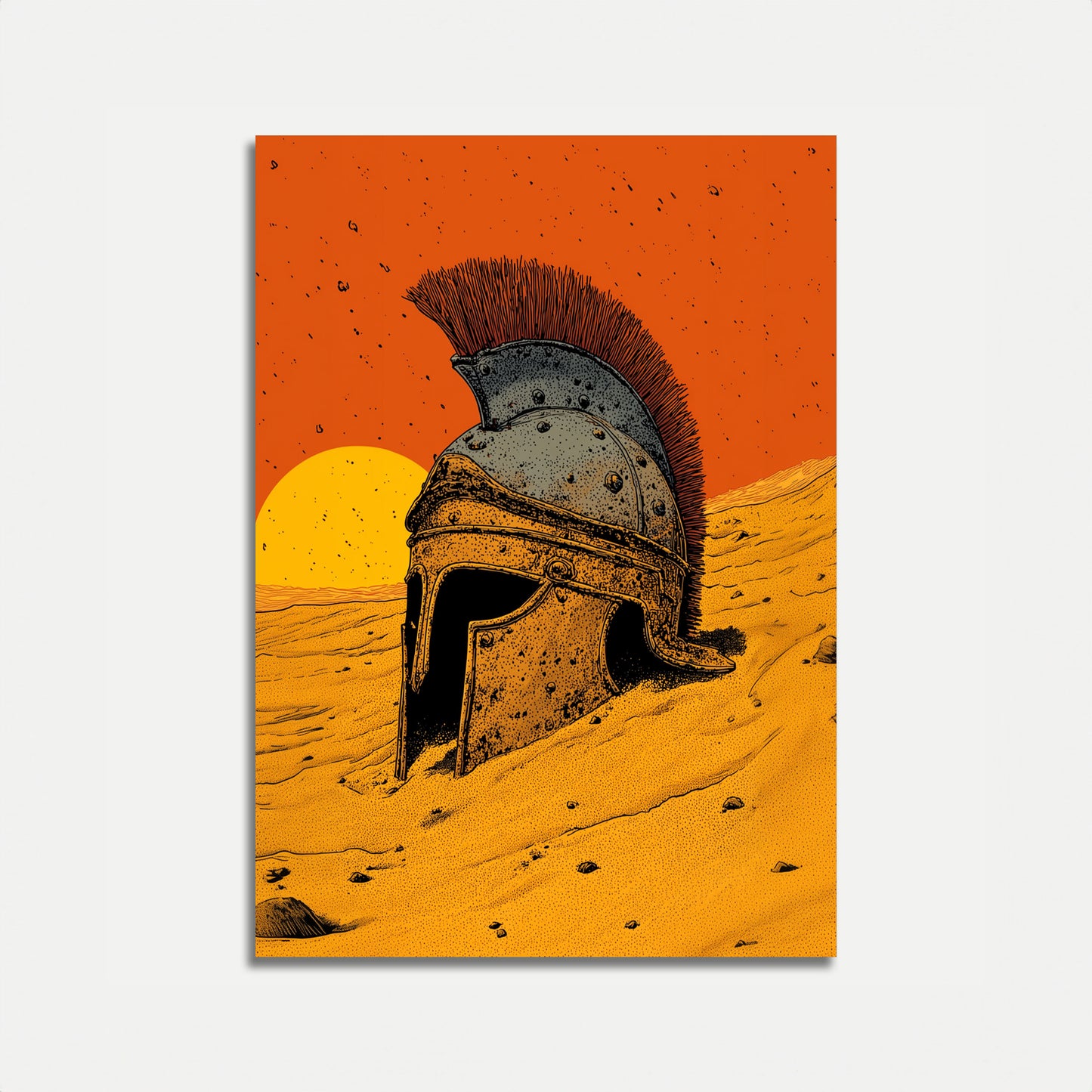 Ancient Warrior Desert Sunset Poster