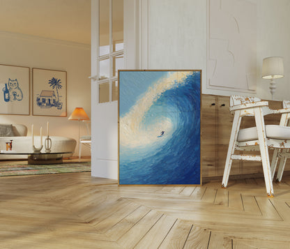 Ocean Wave Barrel Surfing Poster