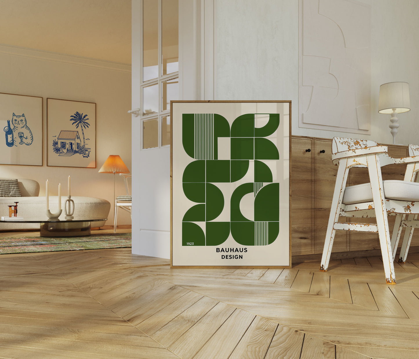 Geometric Bauhaus Green Design Poster