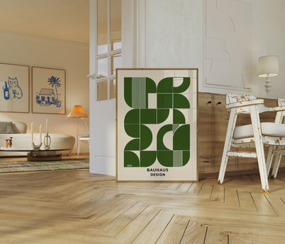 Geometric Bauhaus Green Design Poster