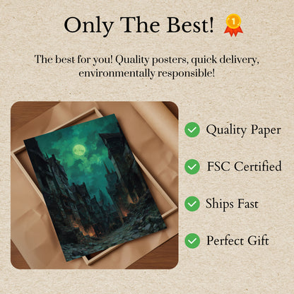 Haunting Moonlit Medieval Cityscape Poster