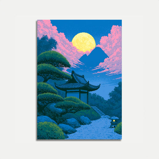 Asian Garden Moonlight Poster