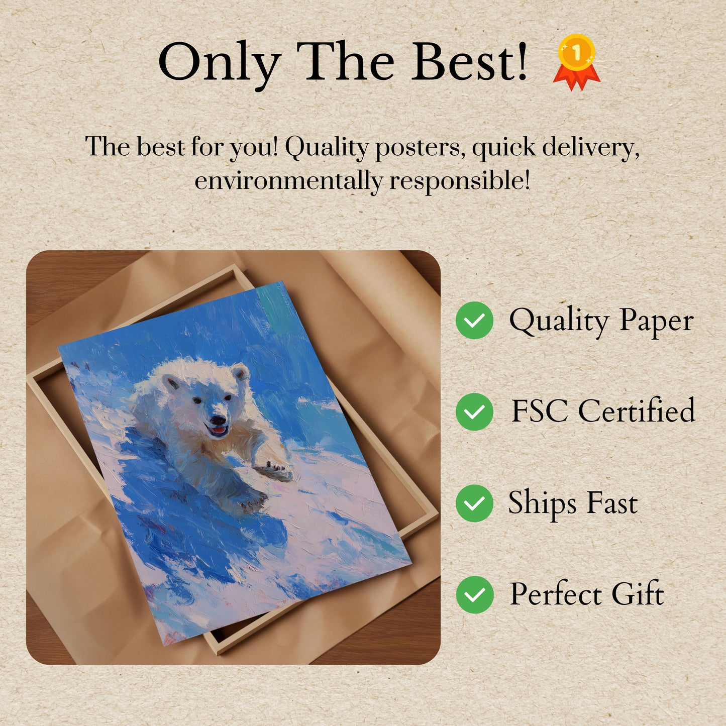 Polar Bear in Snow Poster