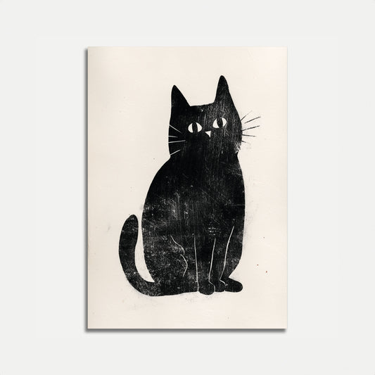 Schwarze Katze starrender Blick Poster