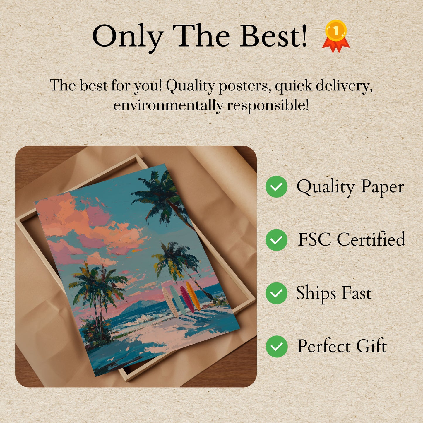 Tropical Sunset Surfing Paradise Poster