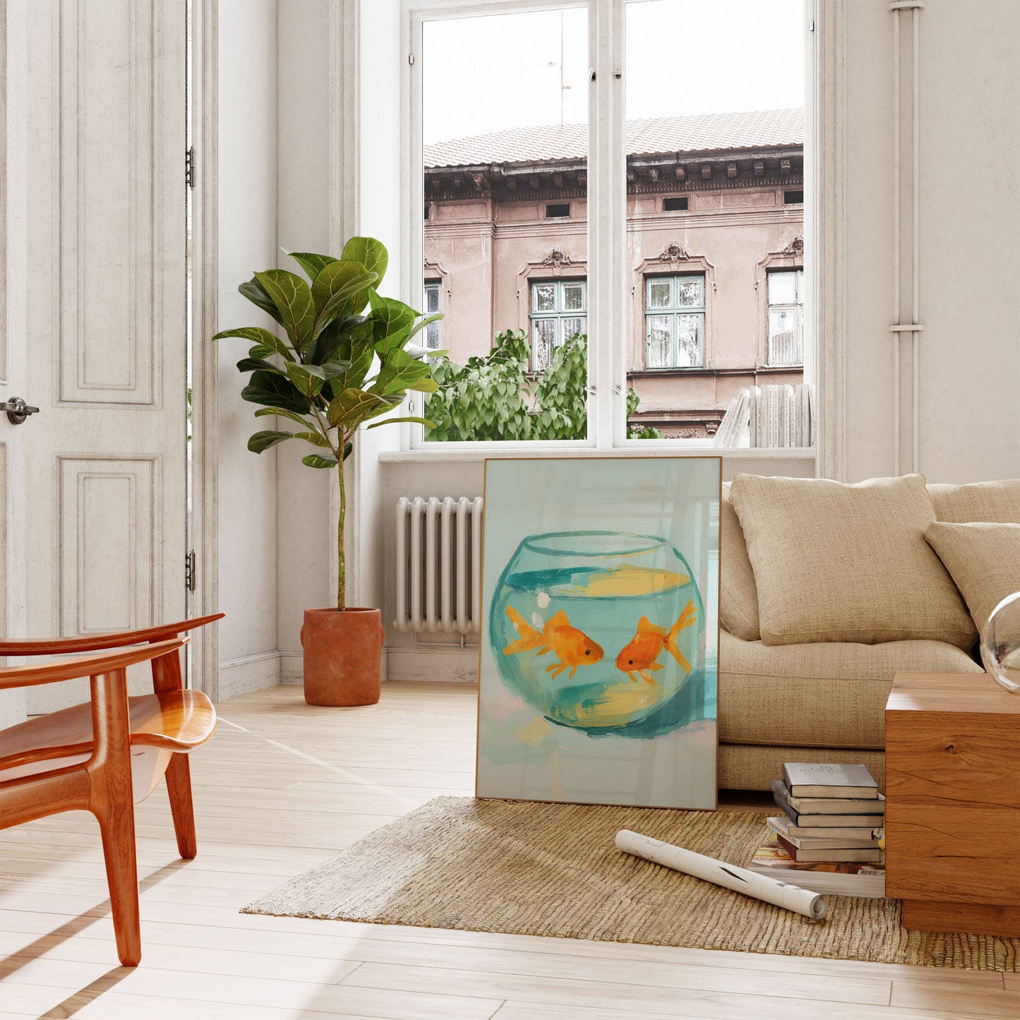 Goldfish Bowl Watercolor Poster