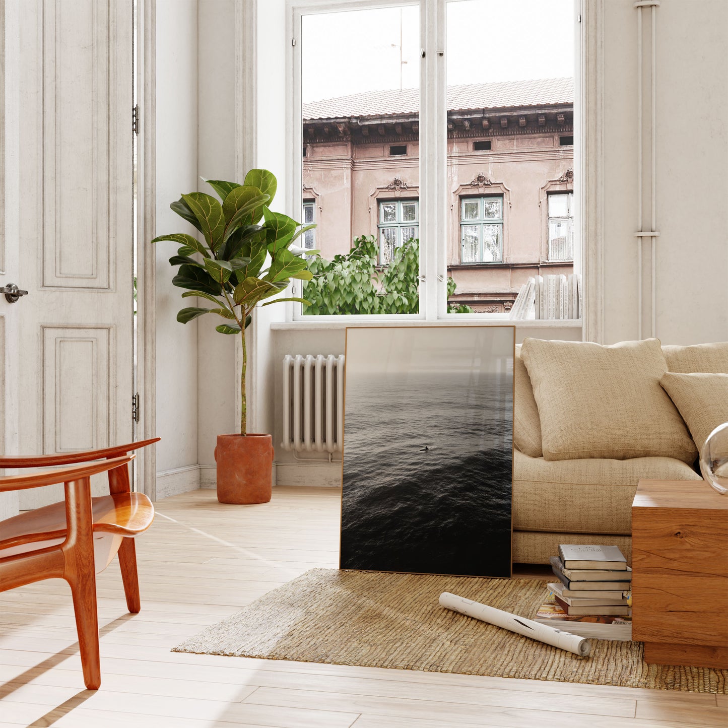 Solitary Surfer Ocean Poster