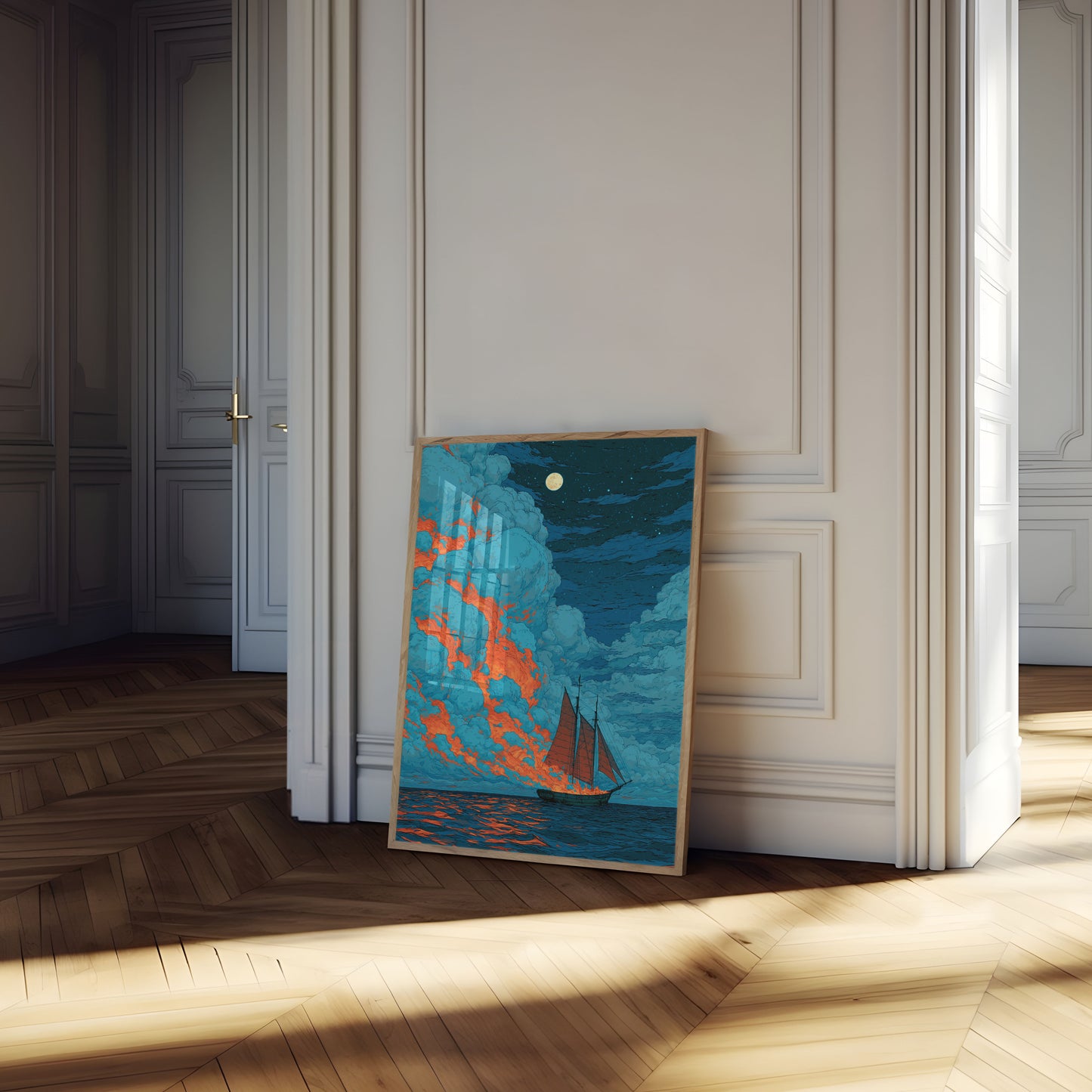 Poster Nave a Vela e Scogliere di Lava