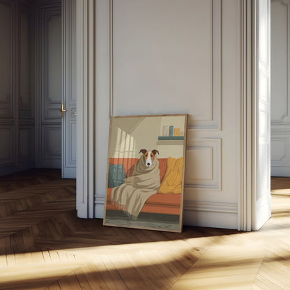 Cozy Dog on Sofa Poster