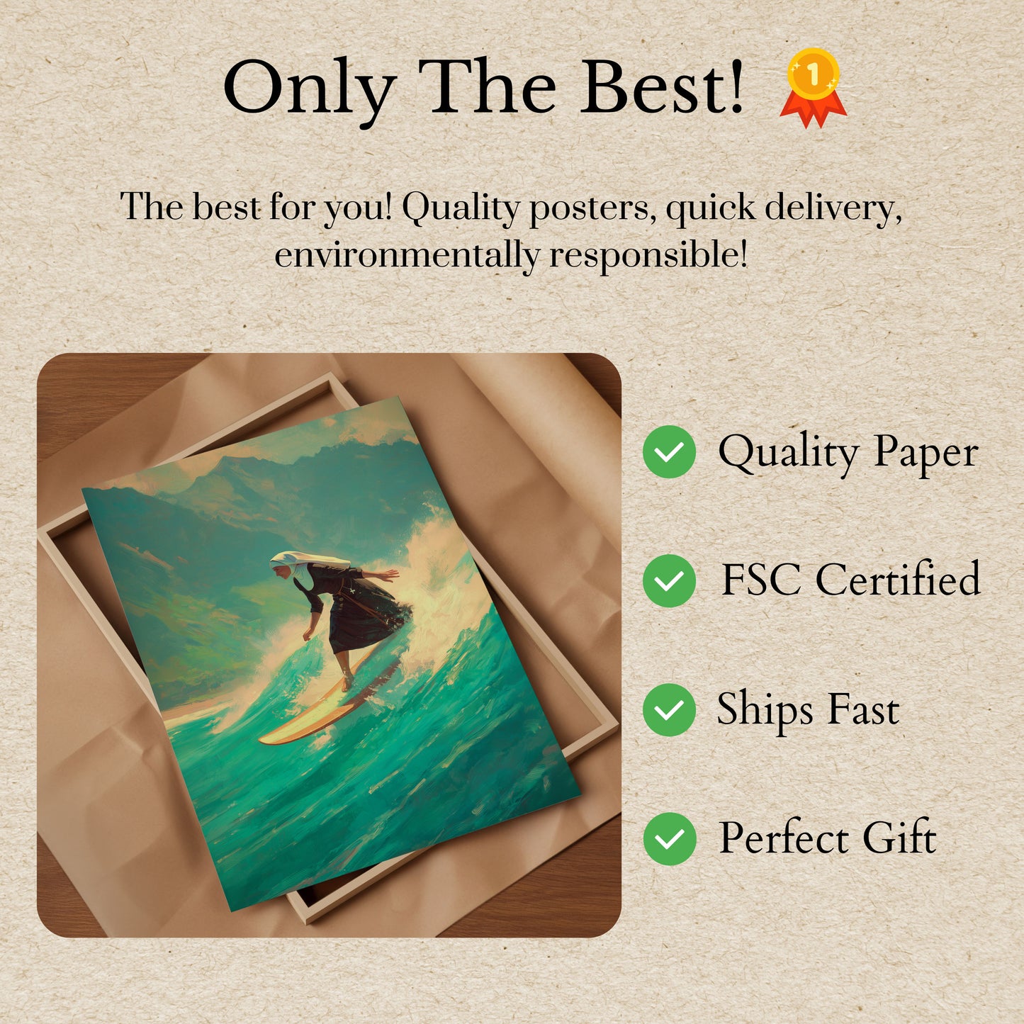 Holy Surf Rider Mountain Wave Poster