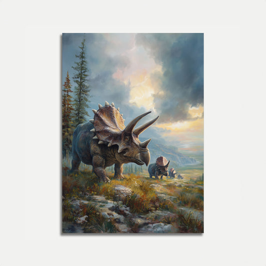 Triceratops Prehistoric Landscape Poster