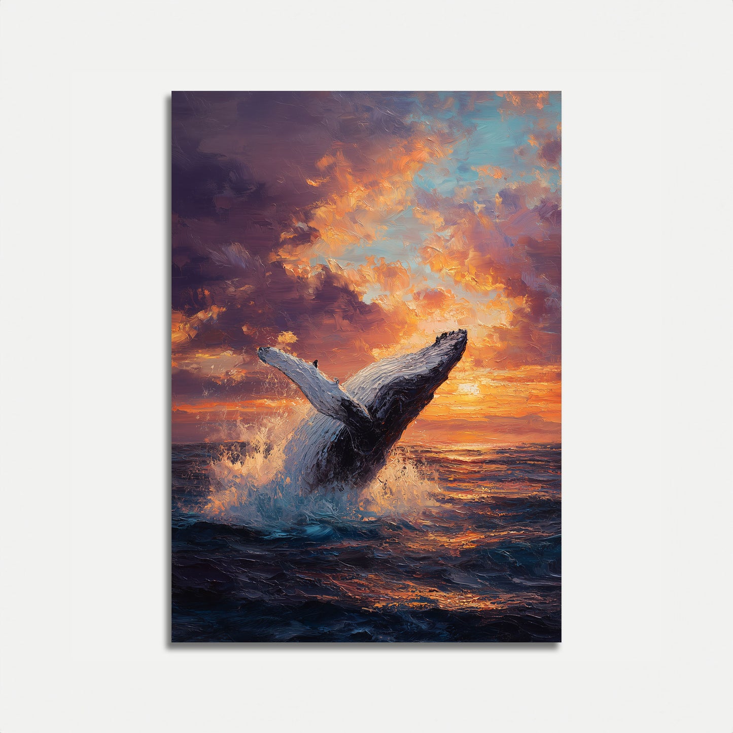 Affiche Baleine Bondissante au Coucher du Soleil