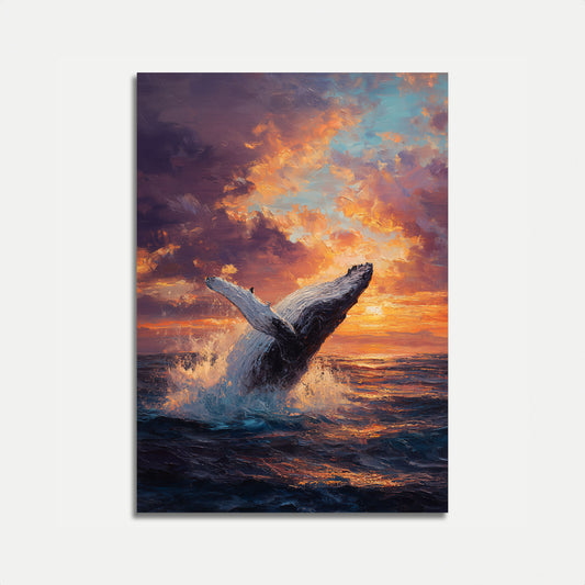 Whale Breaching at Sunset Poster