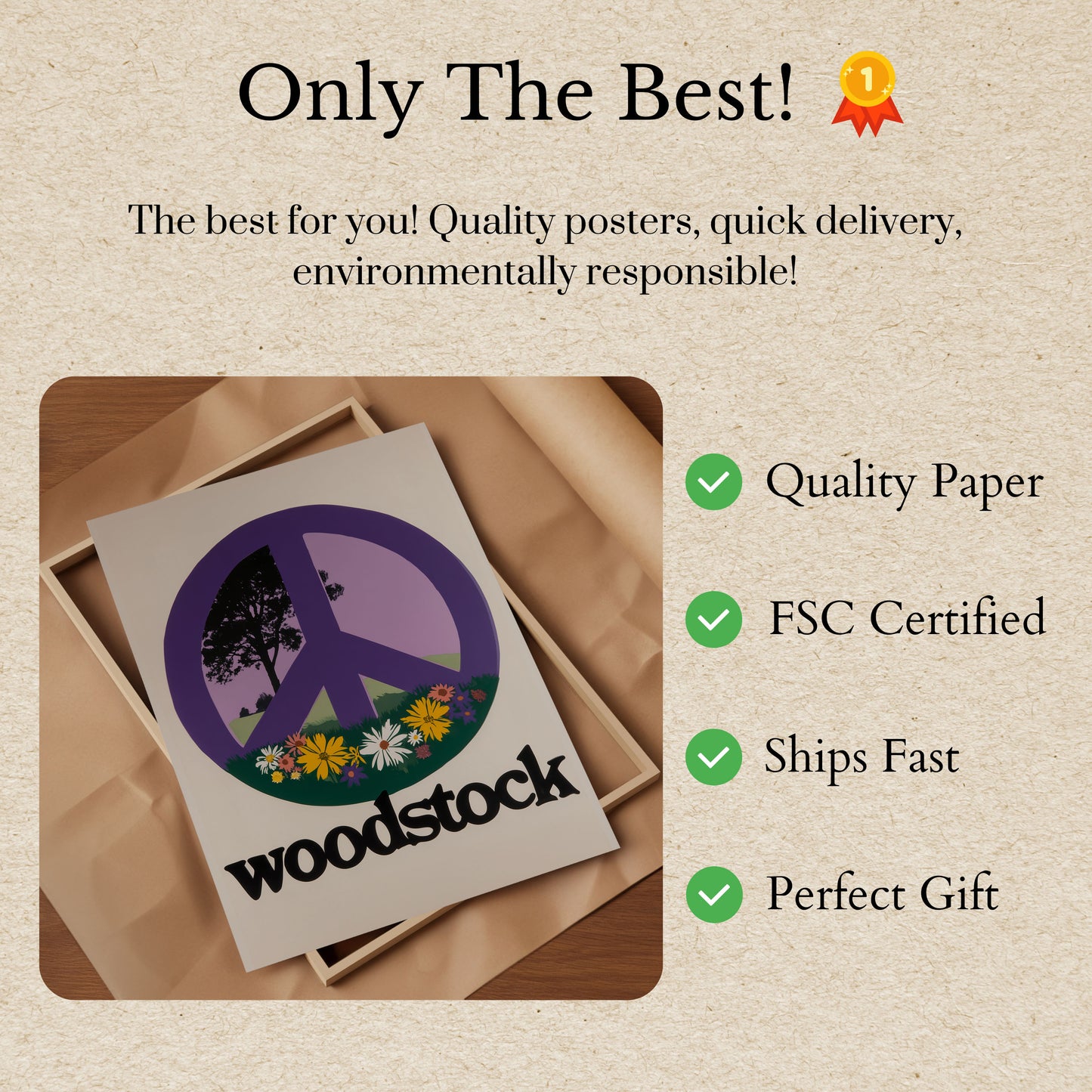 Peaceful Woodstock Music Poster