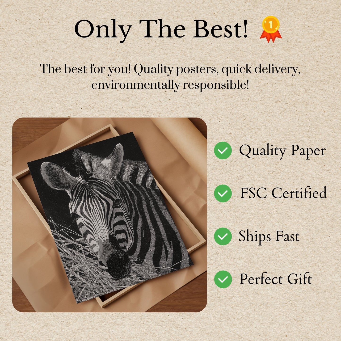 Póster de cebra en un entorno natural monocromático