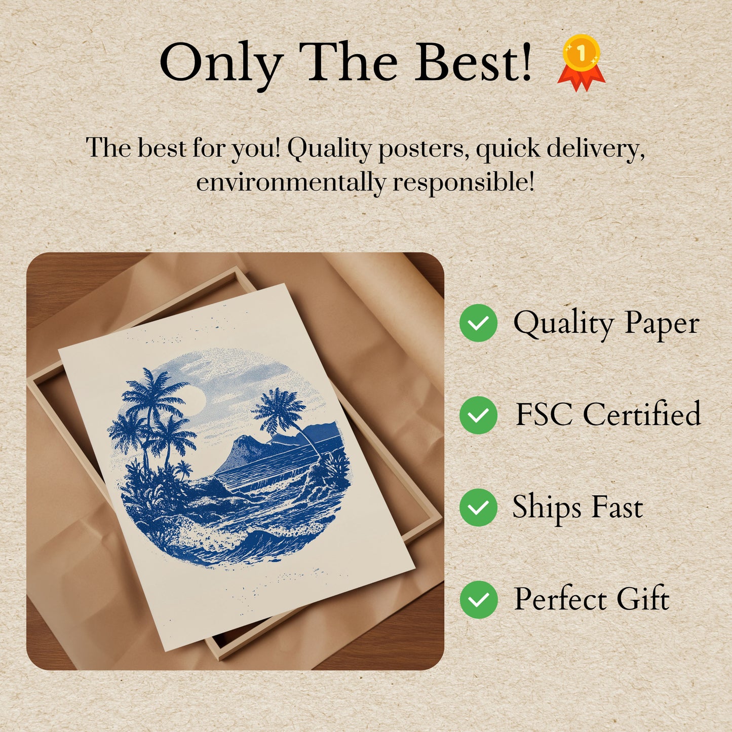 Tropical Blue Wave Surfing Poster