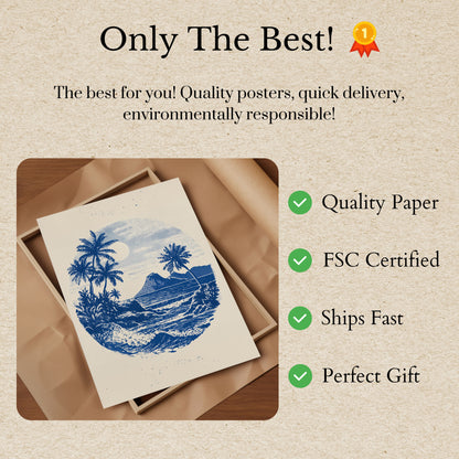 Tropical Blue Wave Surfing Poster