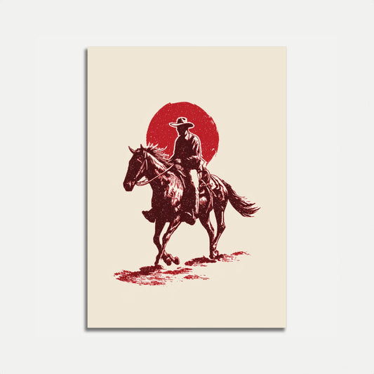 Lone Cowboy Sunset Poster