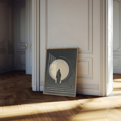 Póster de Figura Mística Bajo la Luna Llena