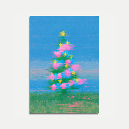 Poster: Glitch Albero di Natale Digitale