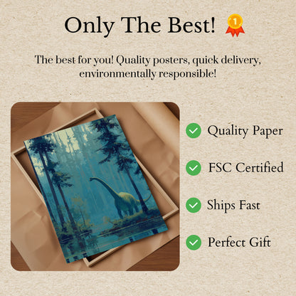 Misty Brontosaurus Forest Poster