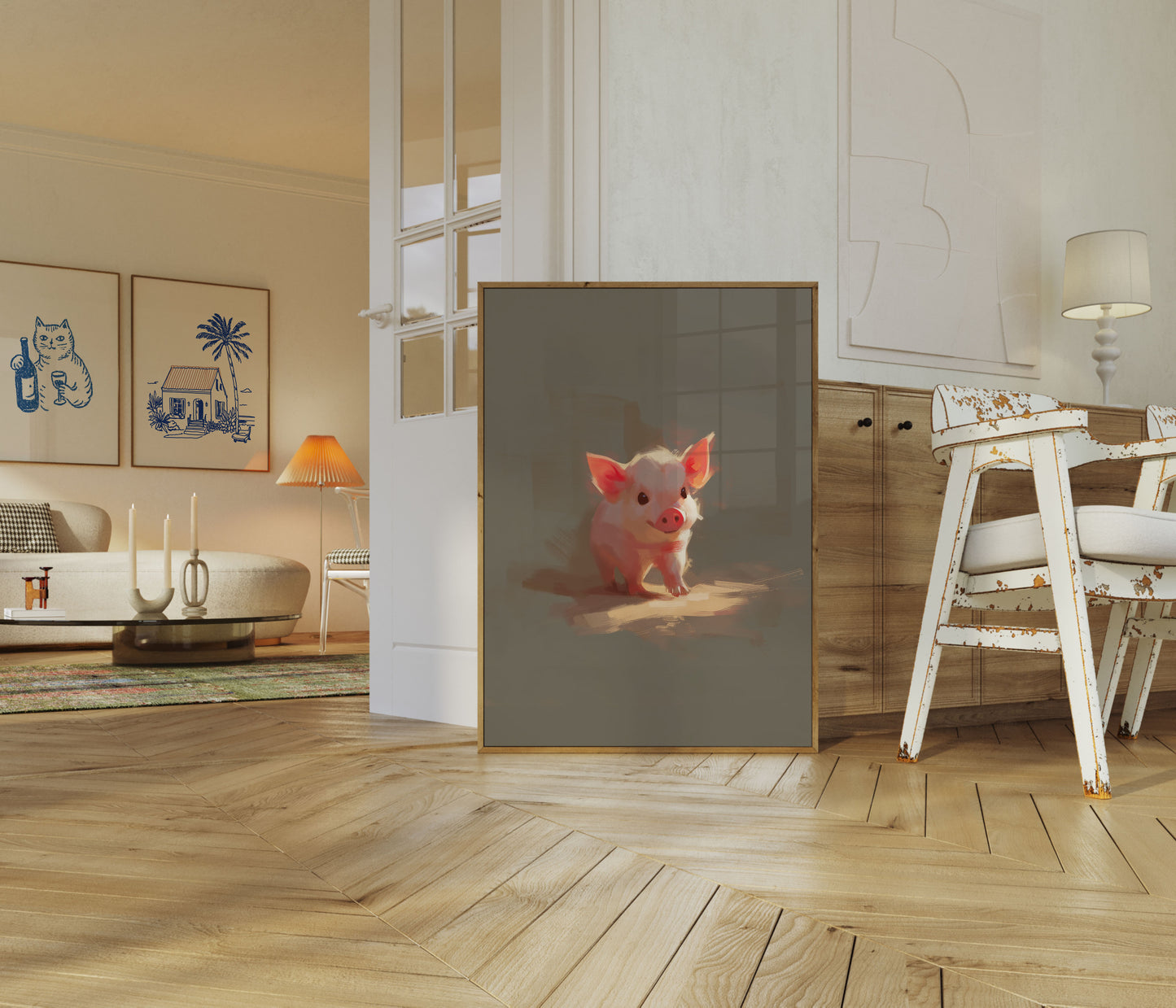 Schattige Roze Biggetjes Poster