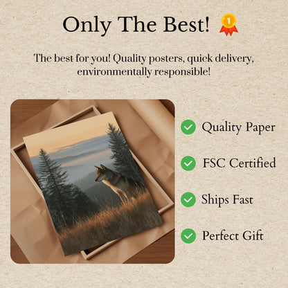 Misty Mountain Wolf Poster