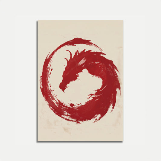 Crimson Circular Dragon Poster