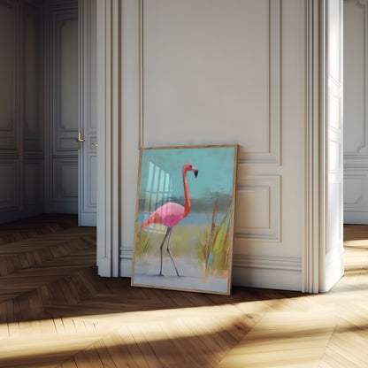 Flamingo i Blød Landskabsplakat
