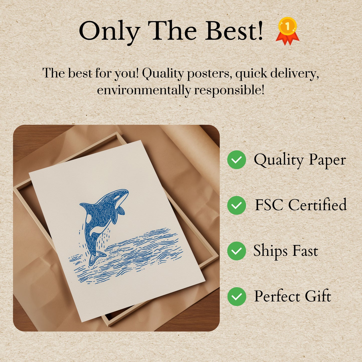 Leaping Orca Ocean Poster