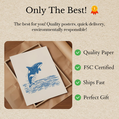 Leaping Orca Ocean Poster