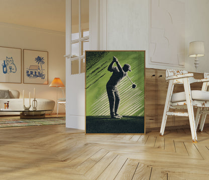 Dynamický švihový plakát golfisty