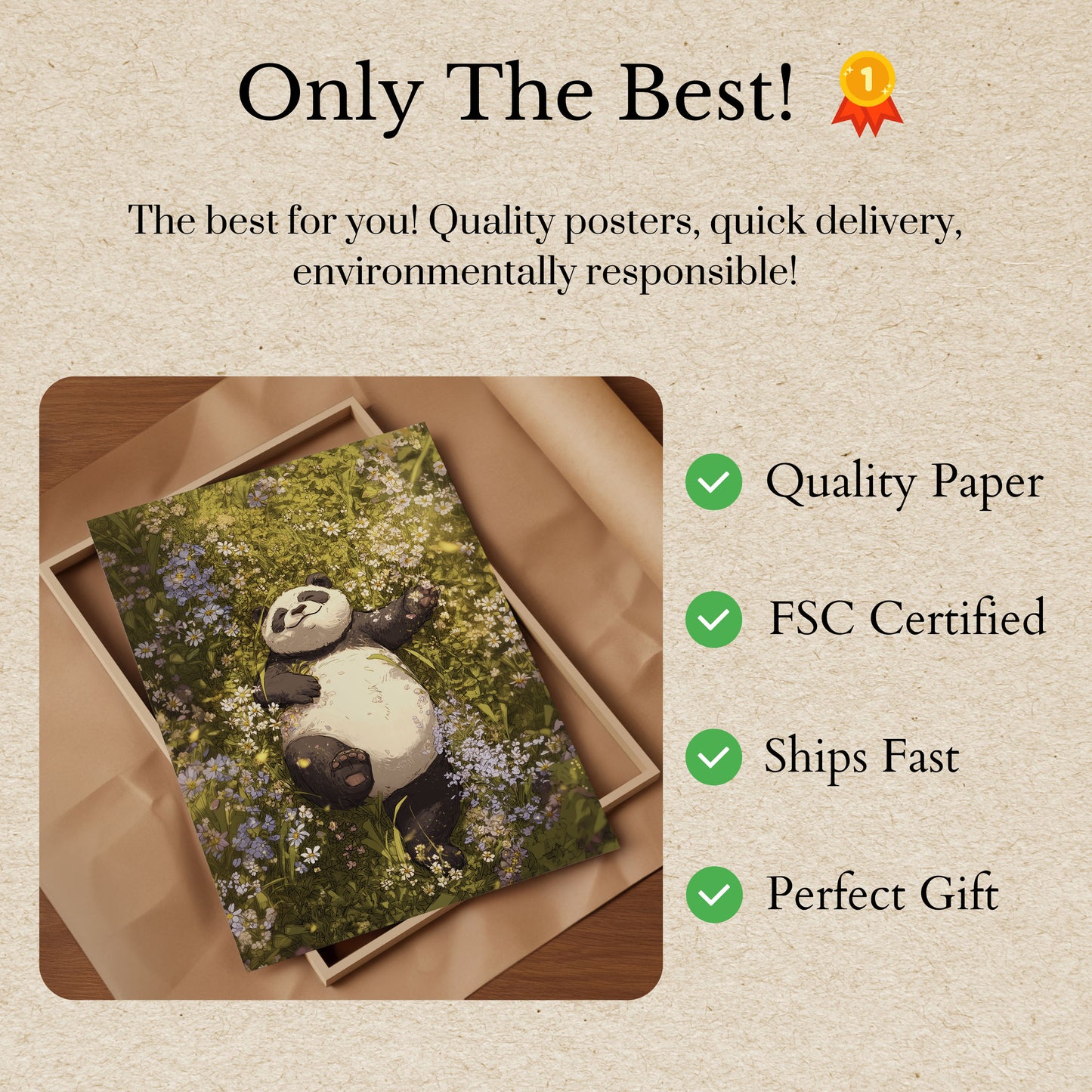 Peaceful Panda Meadow Poster