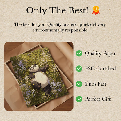 Peaceful Panda Meadow Poster