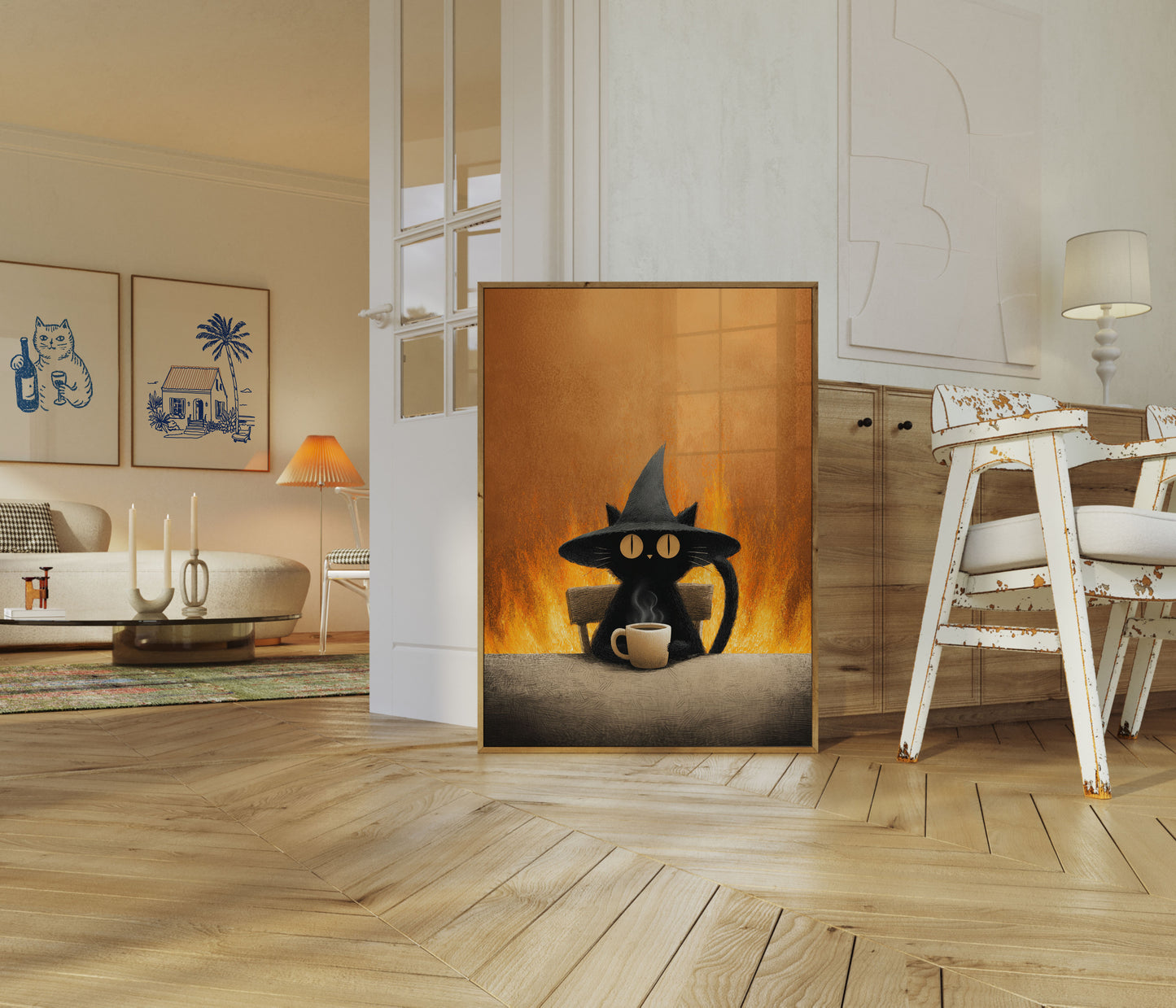 Witch Cat Coffee Chaos Poster