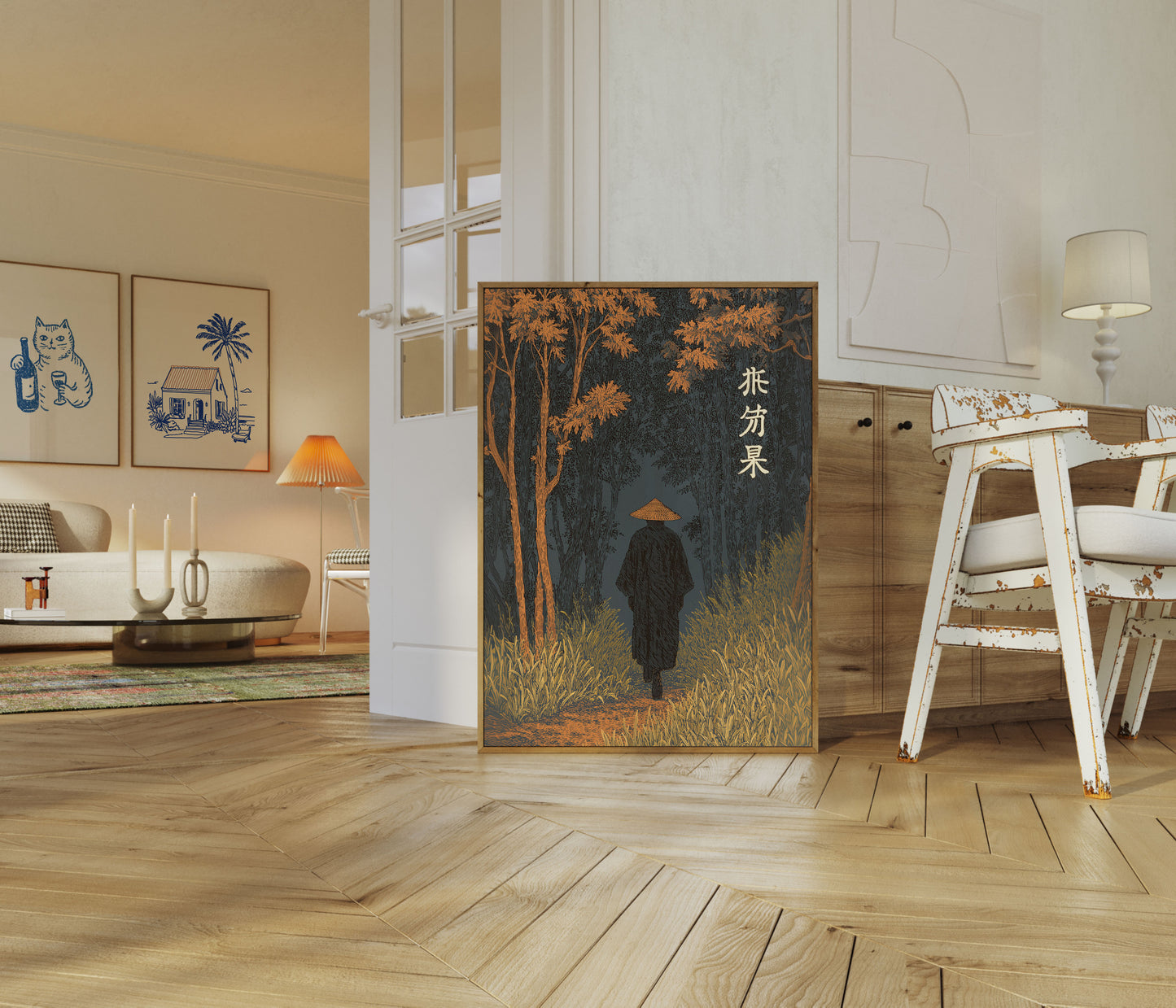 Monk in Autumn Forest Poster